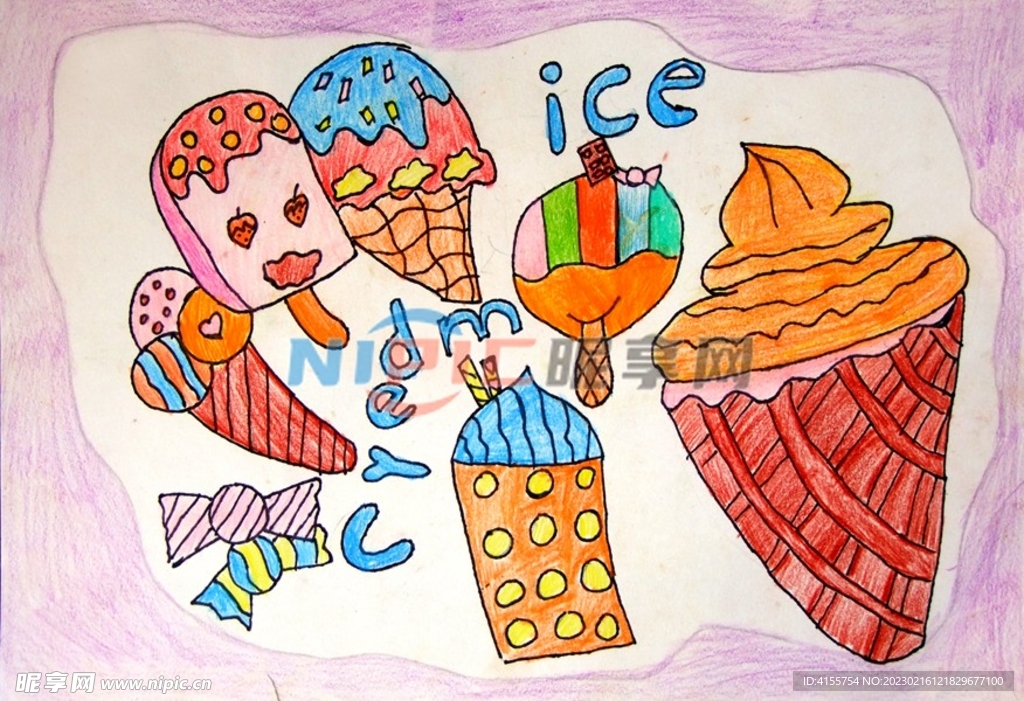 冰激凌儿童手绘画