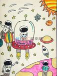 宇宙飞船儿童手绘画