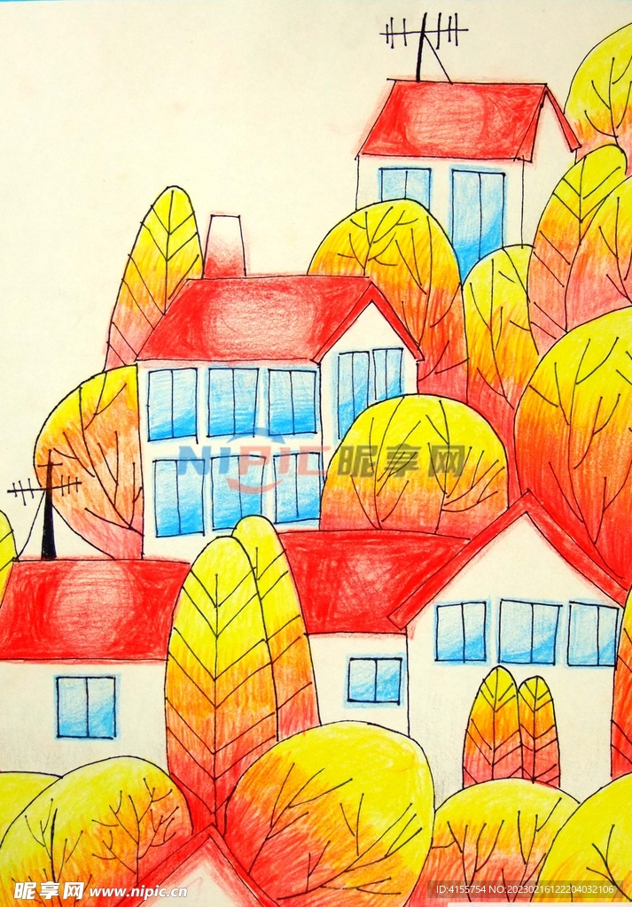 秋色图儿童绘画