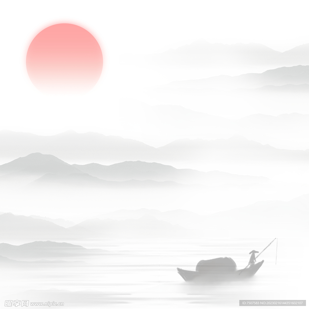 中国风山水墨画