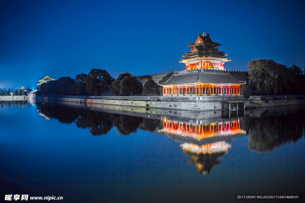 北京故宫角楼美丽夜景