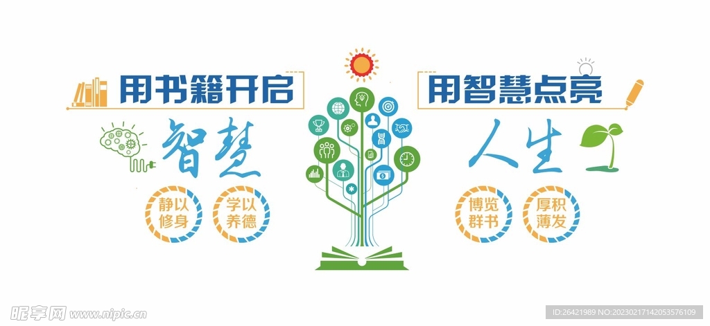 图书馆阅览室校园文化墙形象墙