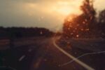 道路风景朦胧光斑效果
