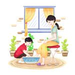 给妈妈洗脚