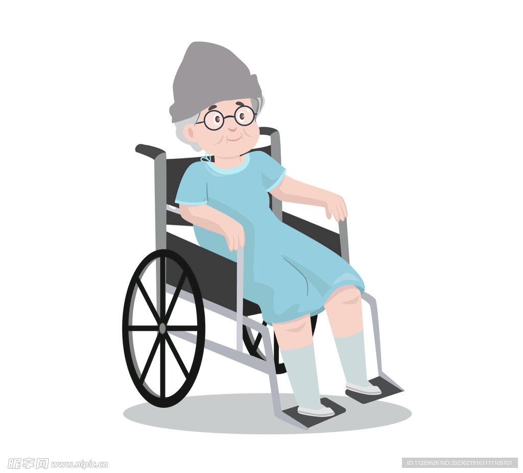 轮椅老人卡通-图库-五毛网