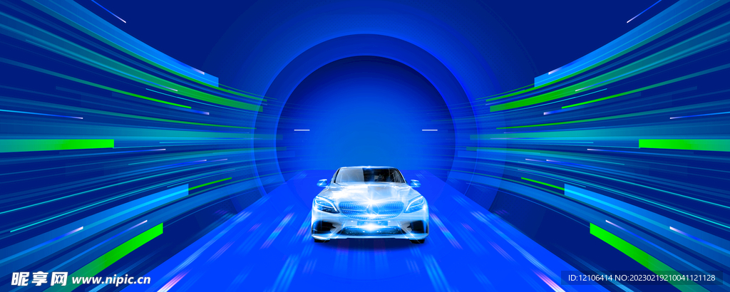 新能源汽车蓝色科技商务海报