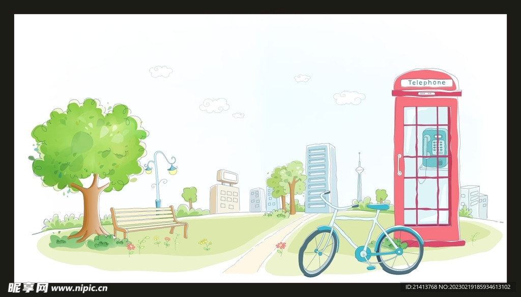 手绘城市建筑