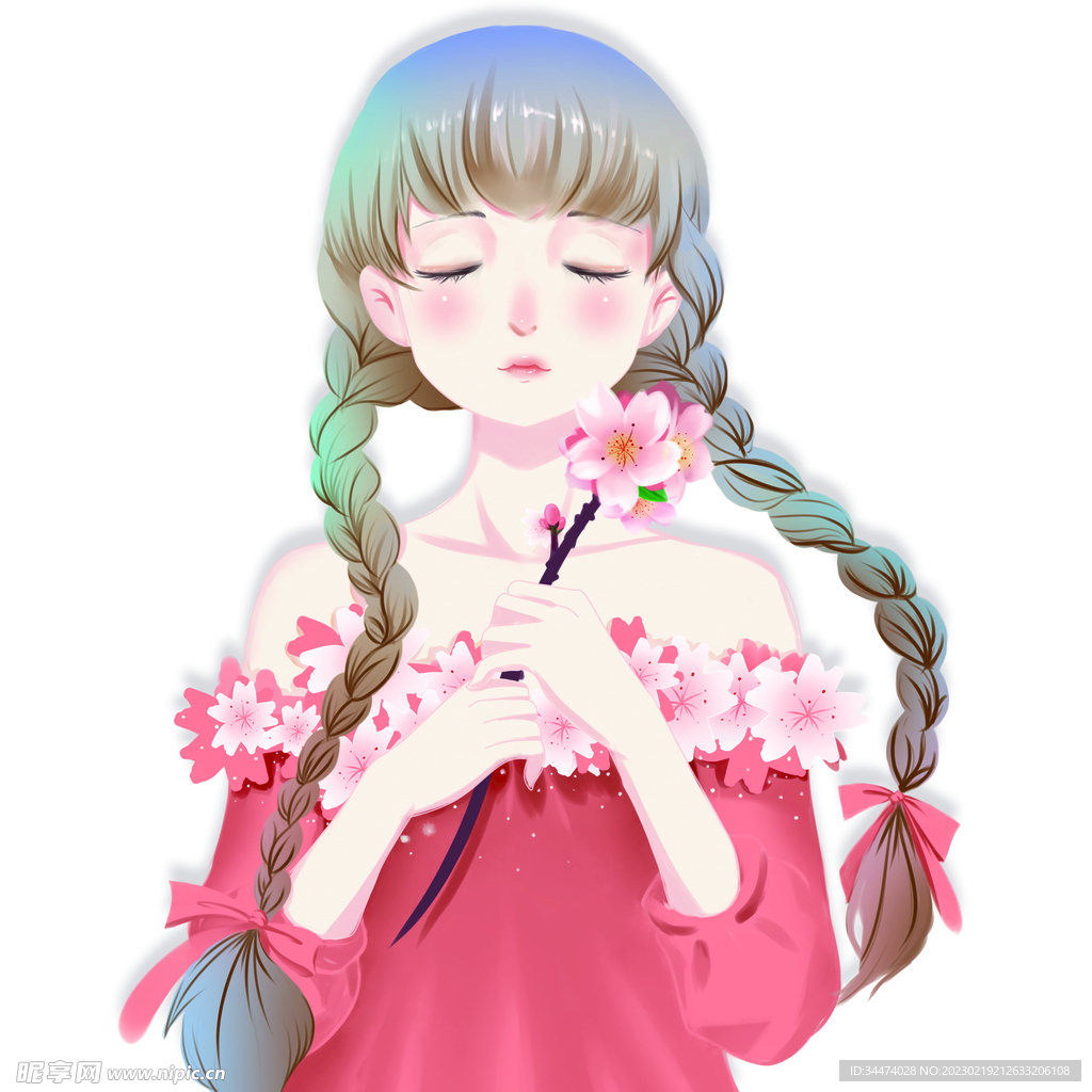 少女许愿 桃花