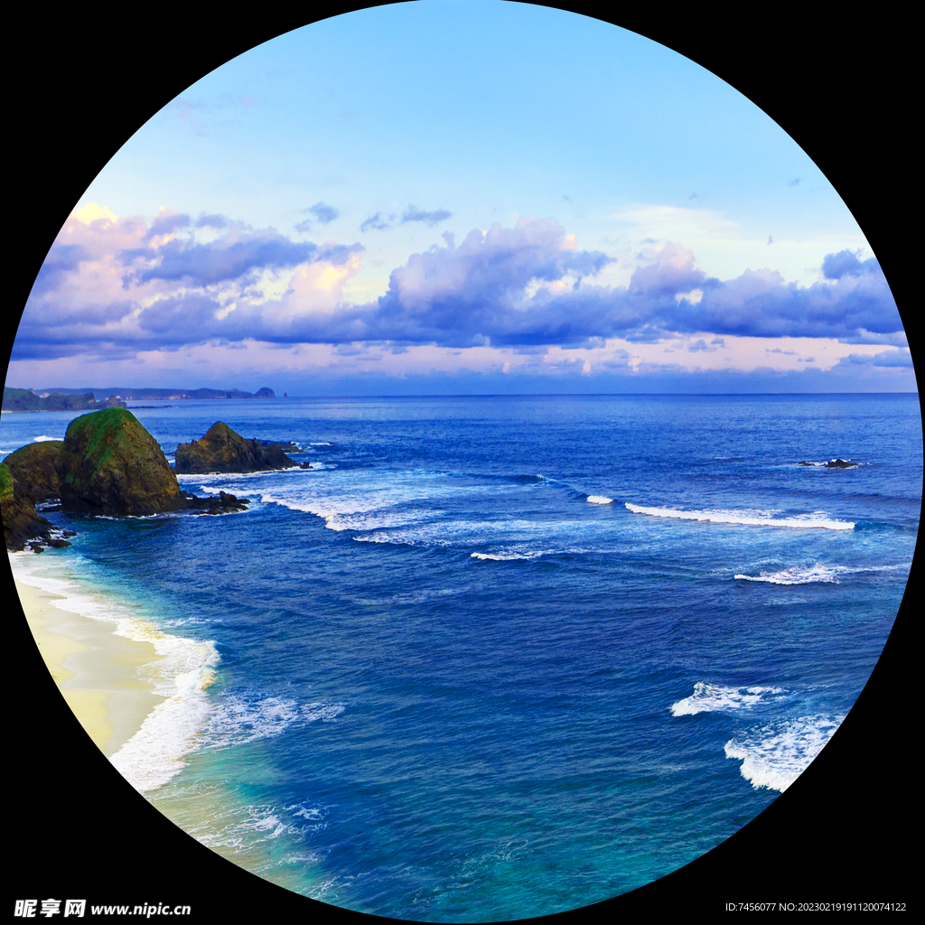 唯美海景高清圆形挂画装饰画