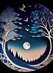 月夜插画