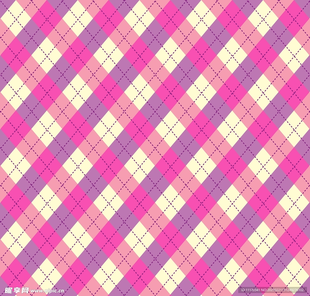 粉色方格背景纺织品矢量图