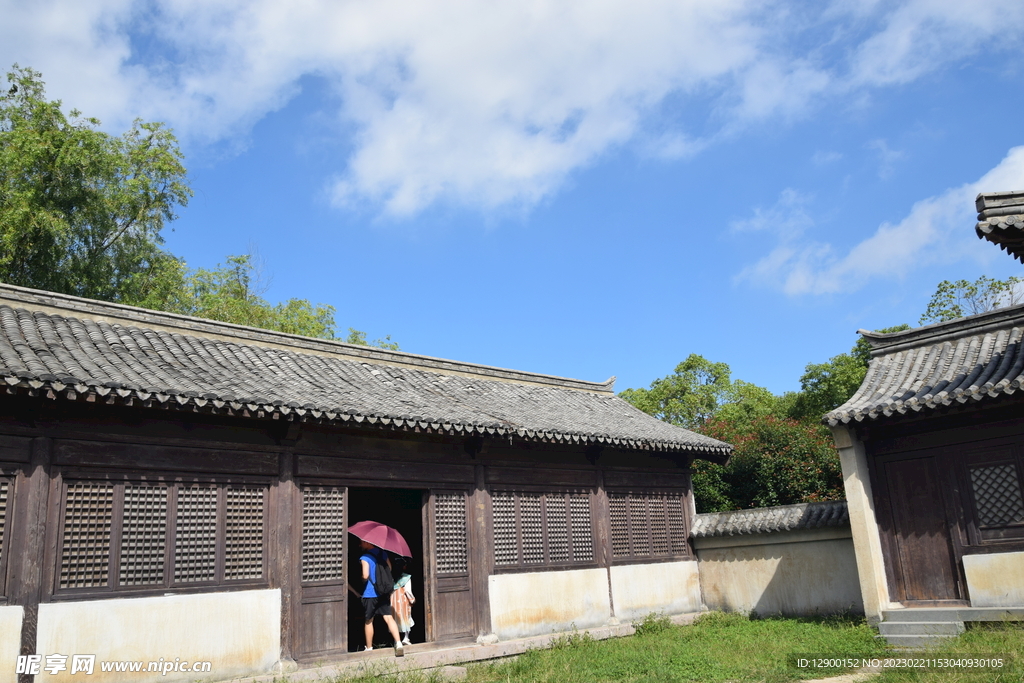 白云 古建筑 自然景观 蓝天 