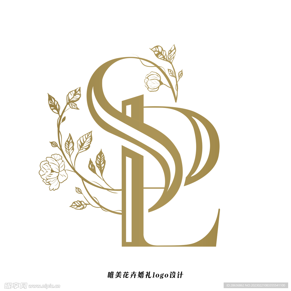 唯美花卉婚礼logo设计