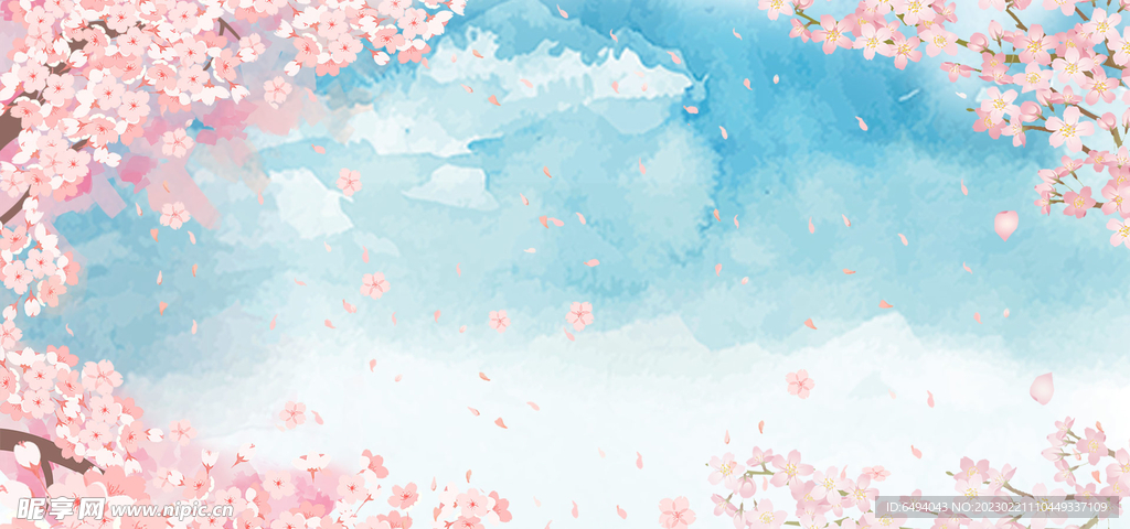 樱花赏花季背景展板