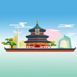 旅游景点北京地标插图单层免抠