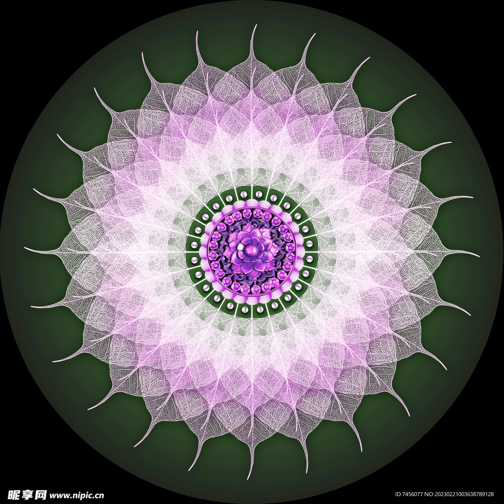 紫色花瓣花纹圆形挂画装饰画