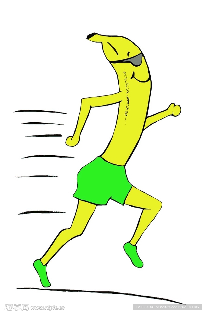 卡通跑步香蕉矢量素材