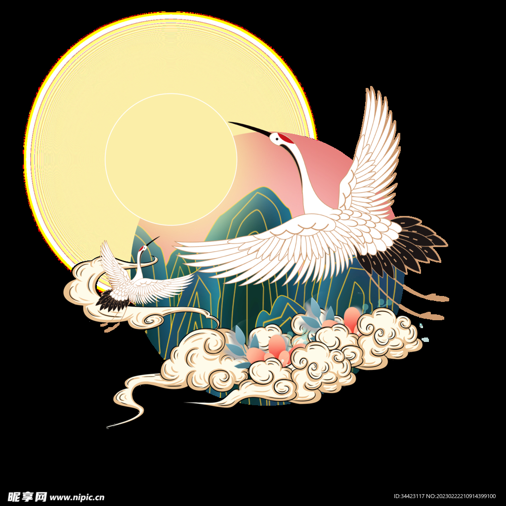 国潮中国风仙鹤元素