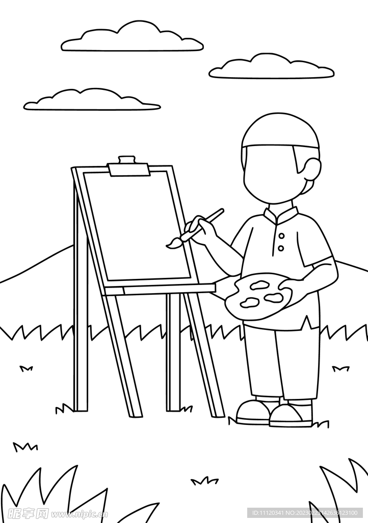 绘画男孩矢量素材