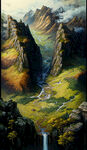 油画山谷