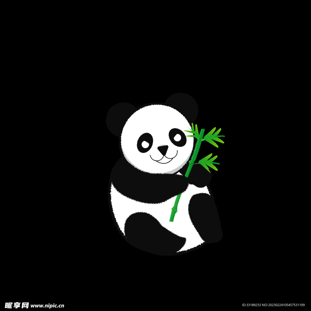 吃竹子的可愛大熊貓卡通背景, 卡通, 大熊貓, 綠色竹葉素材圖案，PSD和PNG圖片免費下載
