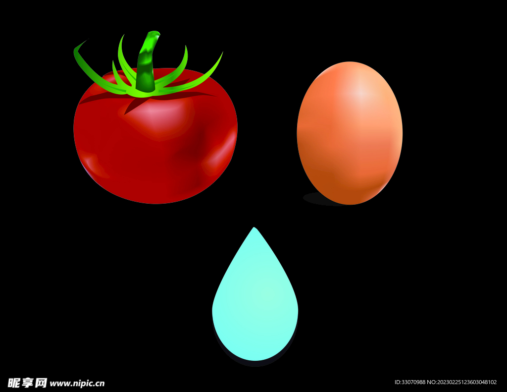 西红柿鸡蛋水滴矢量图形