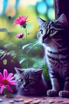 猫猫与花