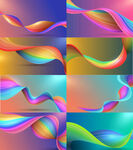 八款矢量现代抽象多彩彩带