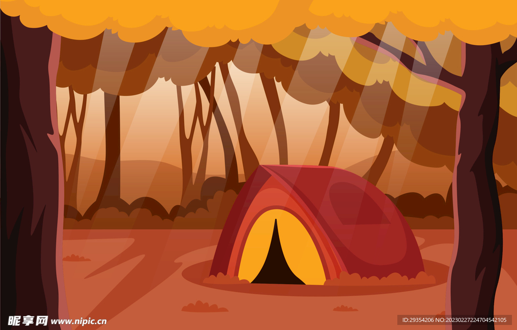 帐篷露营插画图片