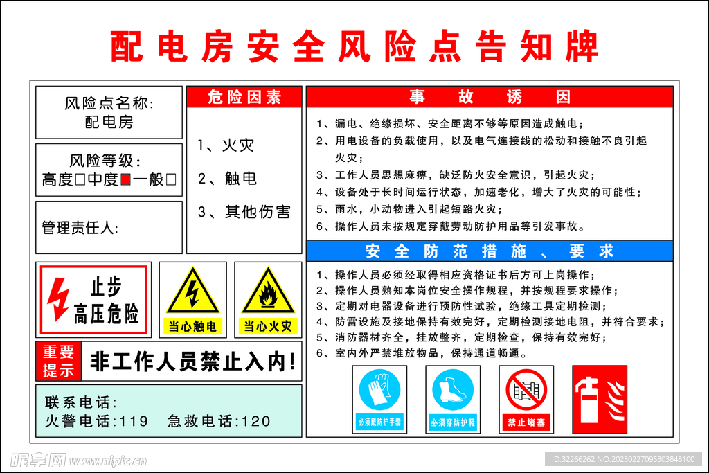 配电房安全风险告知牌