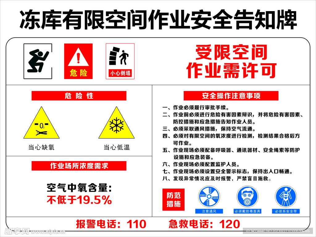 冷库有限空间作业安全告知牌