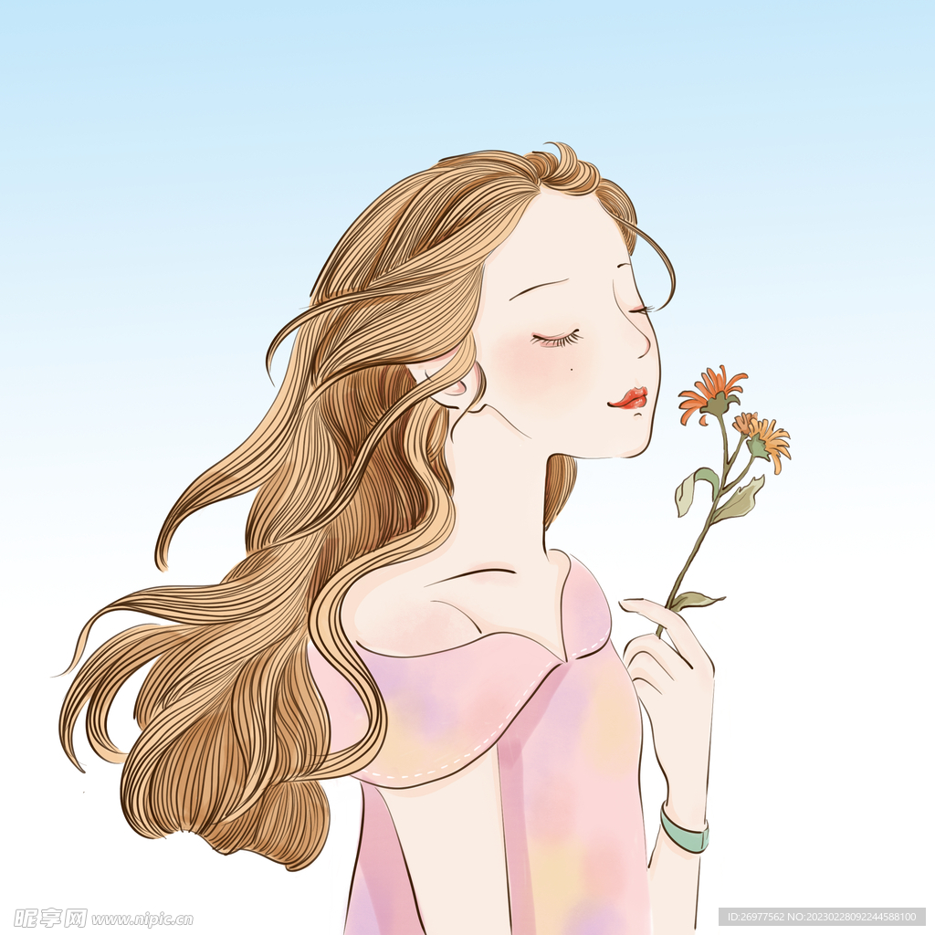  闻花香的女生