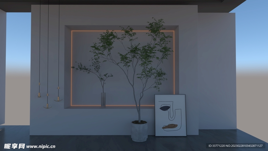 室内植物小景模型