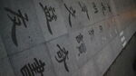 公园练习毛笔字