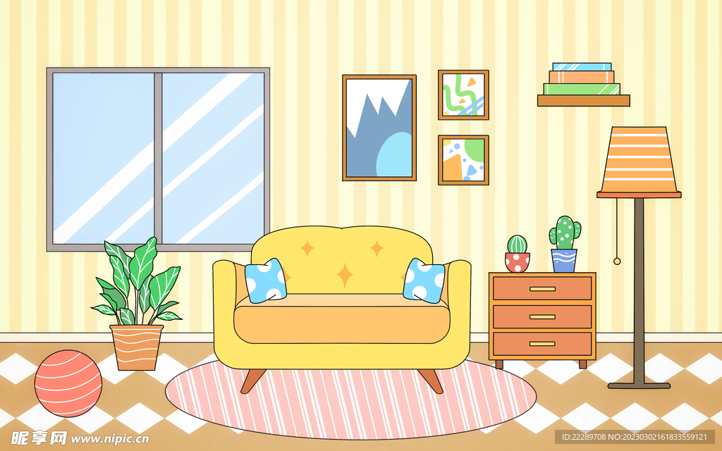 卡通室内背景
