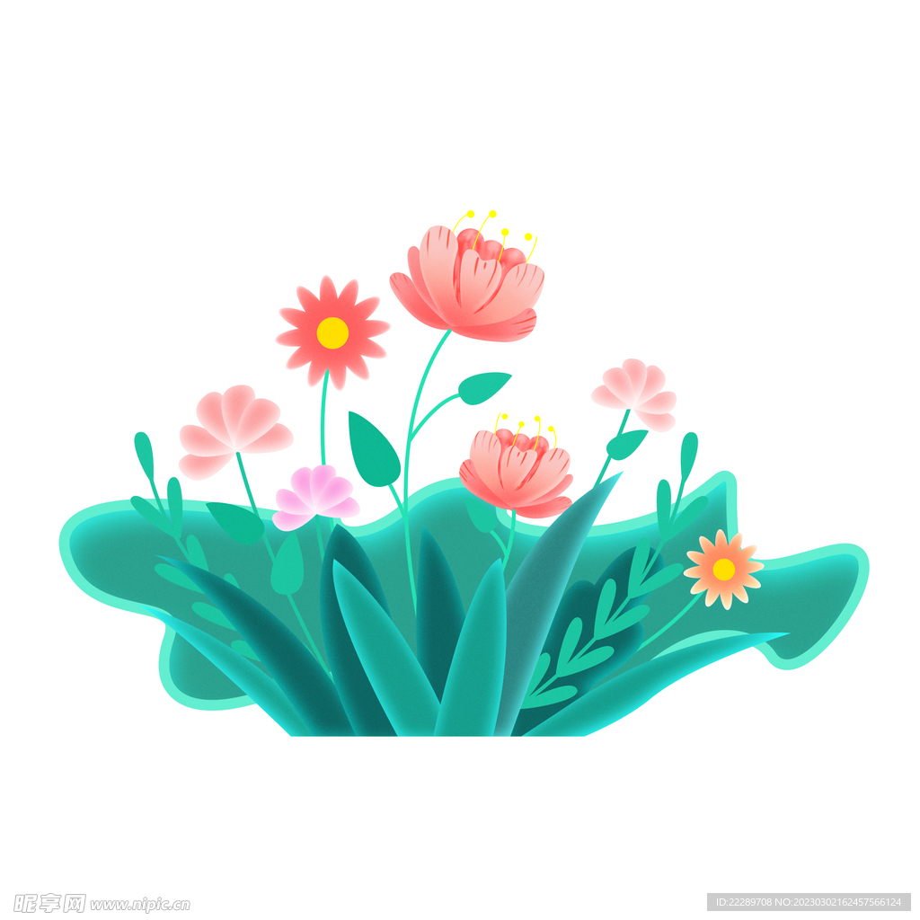 卡通花草