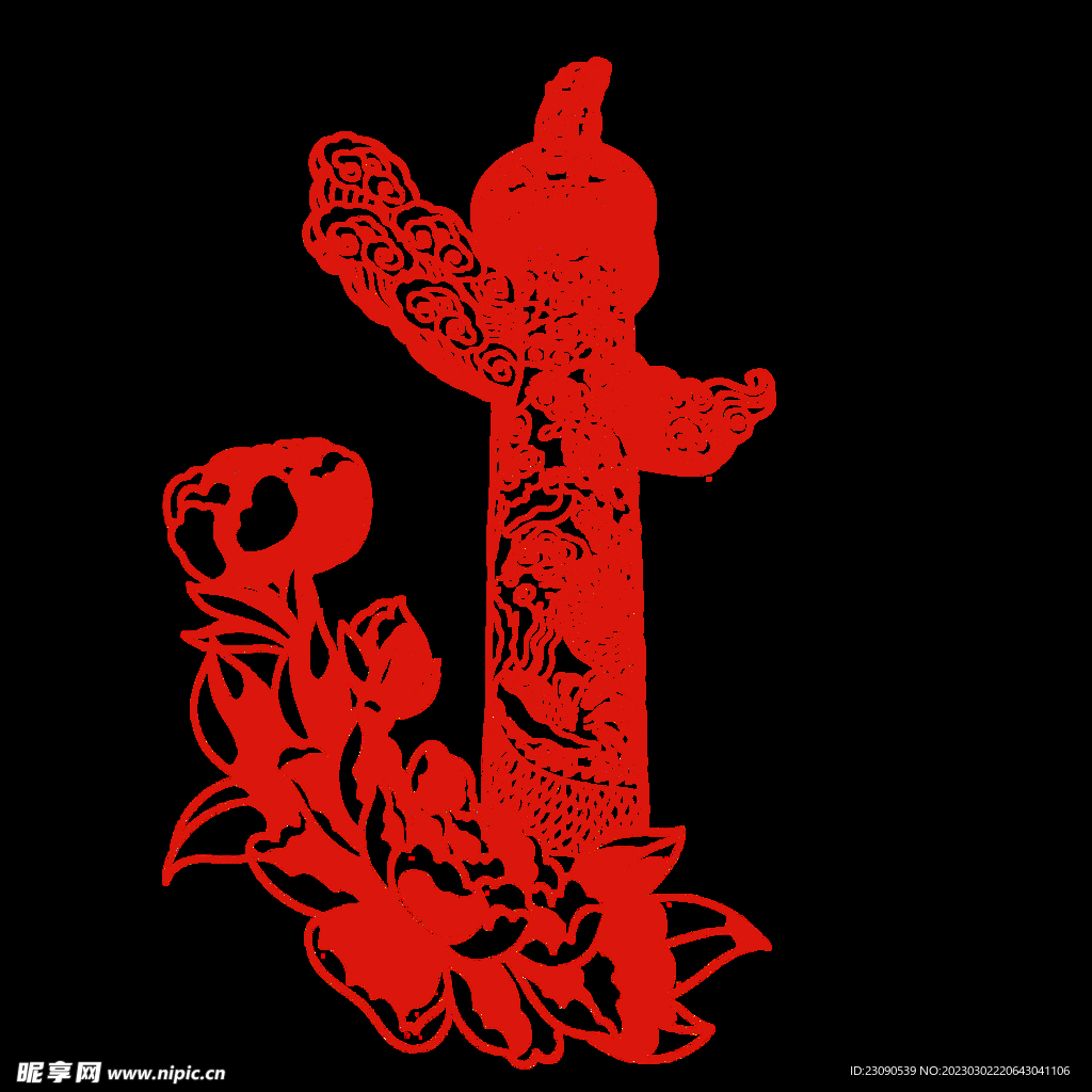 剪纸华表花朵