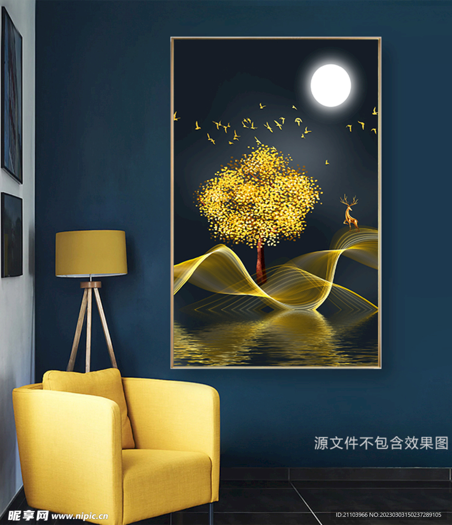 中式金色山水装饰画