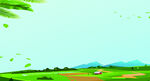 蓝天白云绿草地创文创卫展板背景
