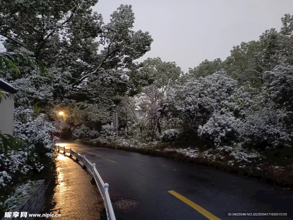 雪景夜景图