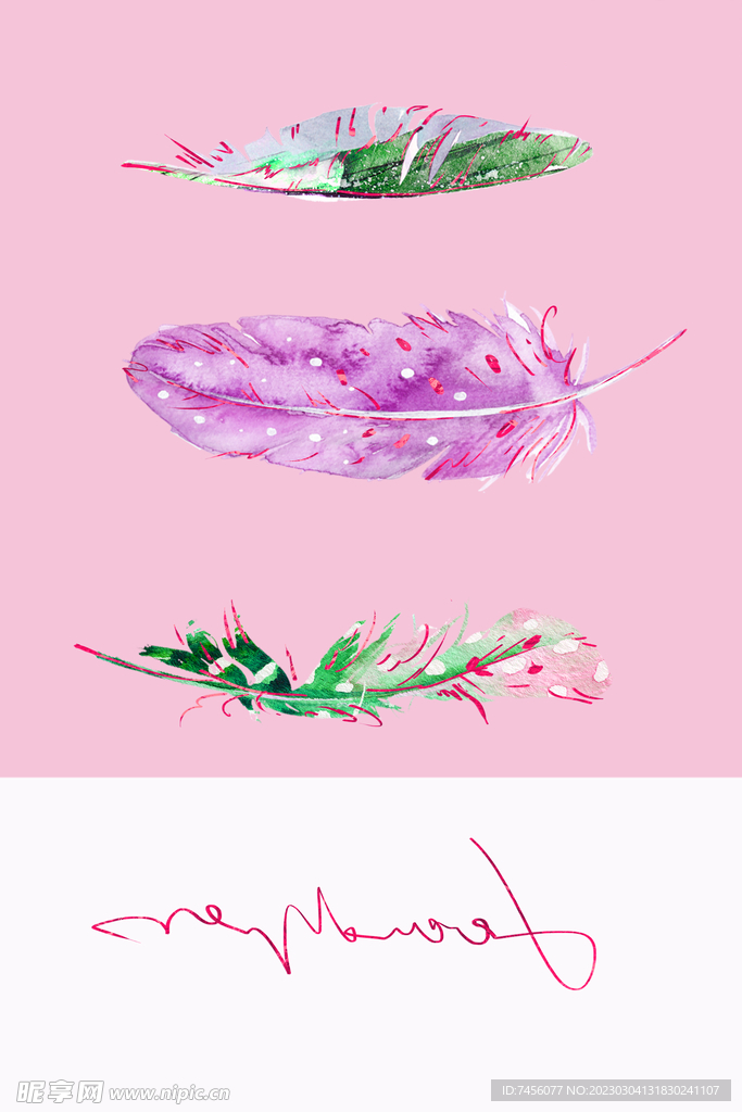 水彩羽毛简约挂画装饰画
