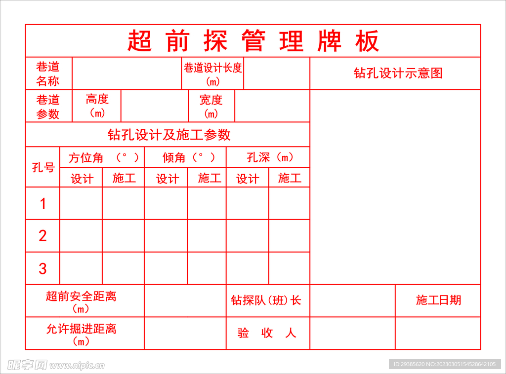 超前探管理牌板