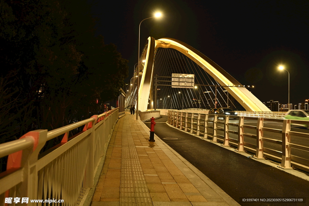 大桥夜景 跨江大桥 城市江边