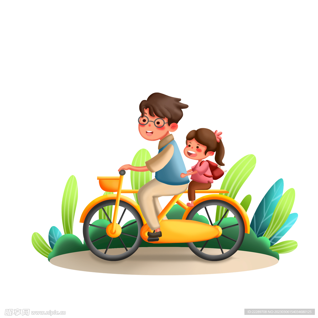 卡通骑自行车的男生图片-图行天下素材网