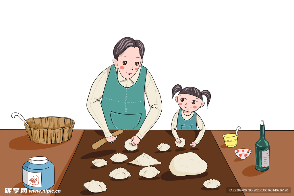 卡通包饺子