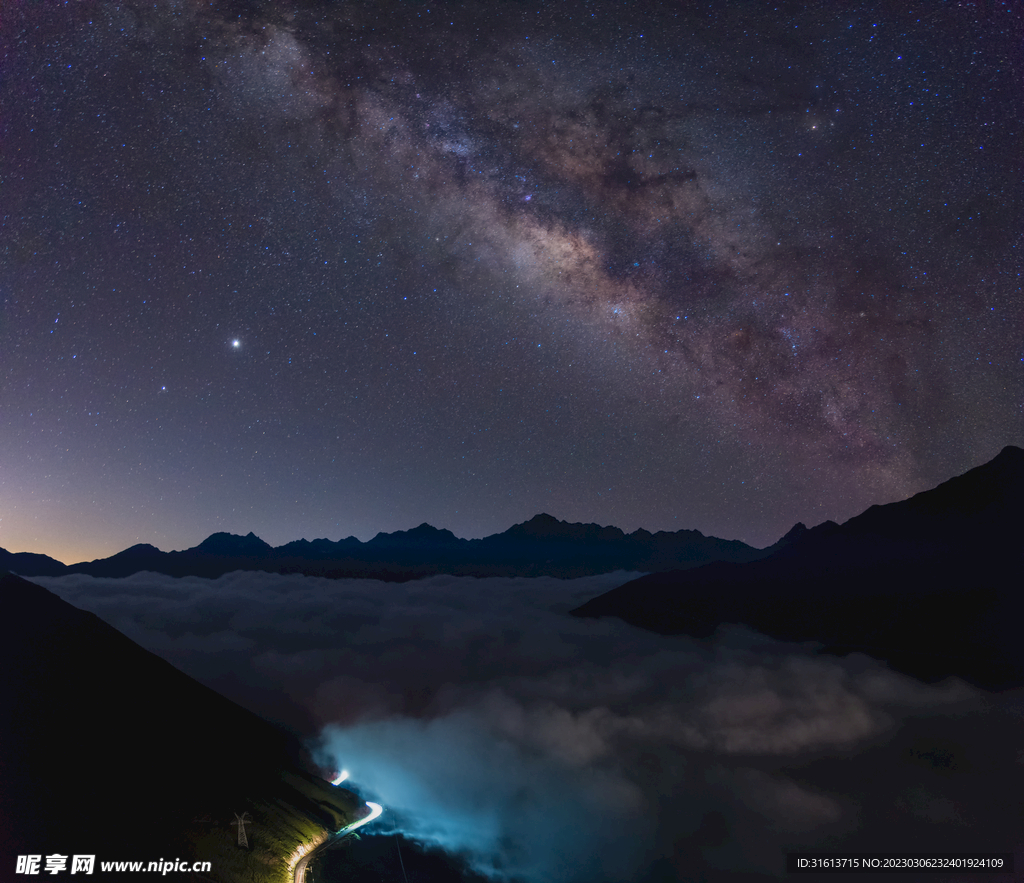 夜晚的道路与星空47746_道路_风景风光类_图库壁纸_68Design