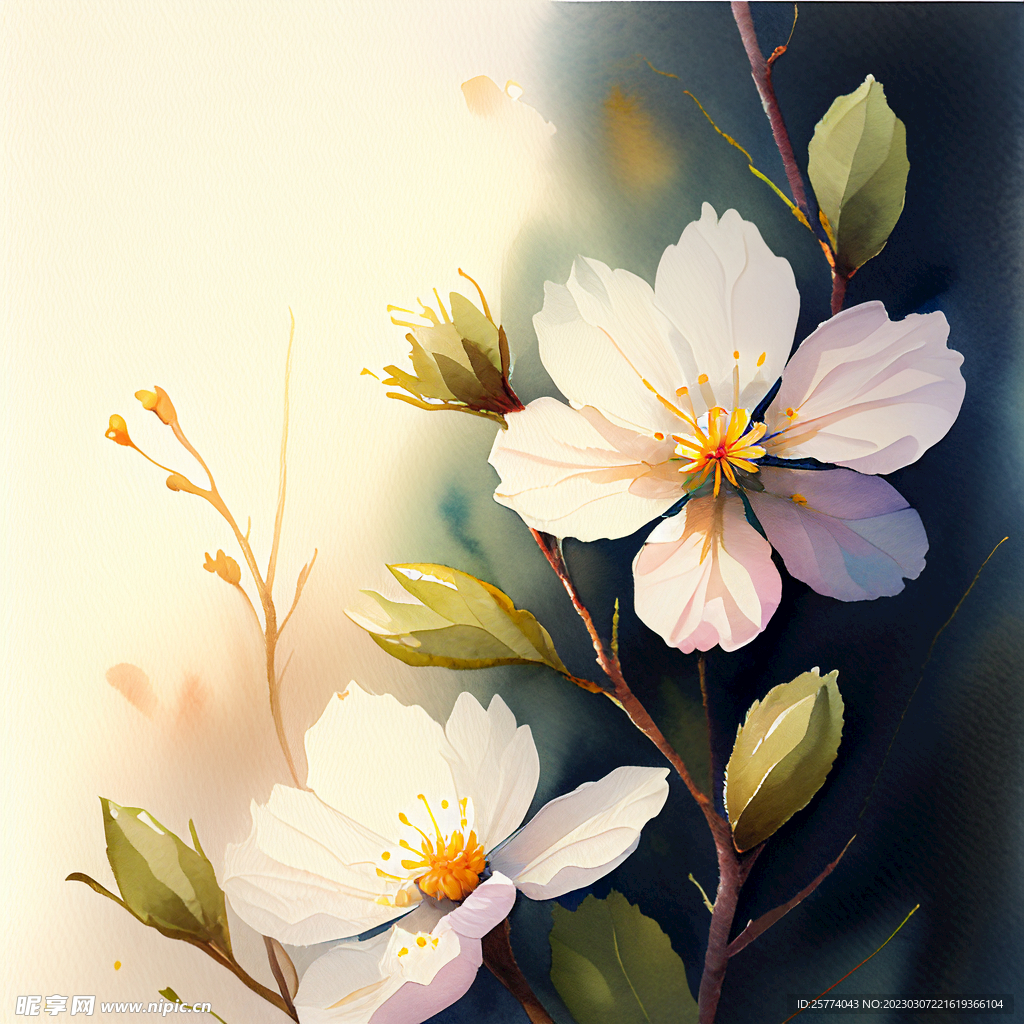 水彩花