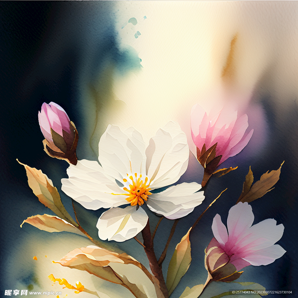 水彩花