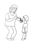 奶奶喂孙子吃面简笔画