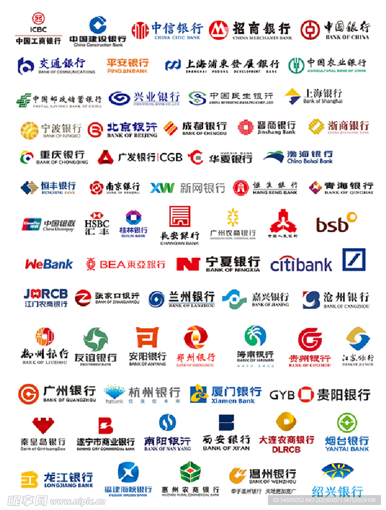 中国银行工商银行等图标合集